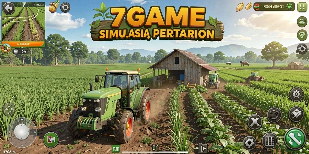 Tangkapan layar gameplay 7GAME menunjukkan aktivitas bertani yang seru dan interaktif.