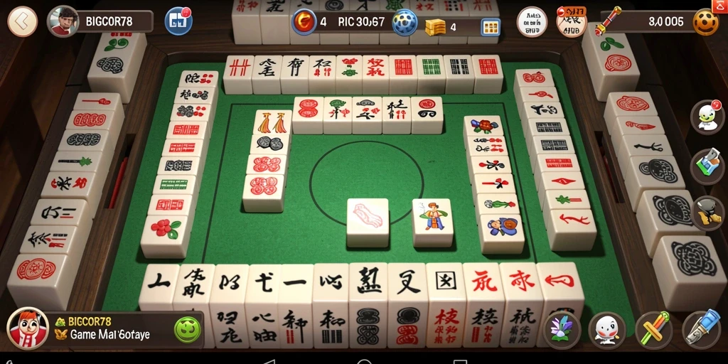 Screenshot gameplay BIGCOR78 menampilkan keseruan bermain Mahjong.