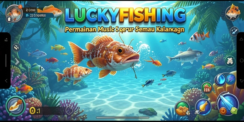 Tangkapan layar gameplay <strong>LUCKYFISHING</strong> yang menampilkan keseruan bermain musik.